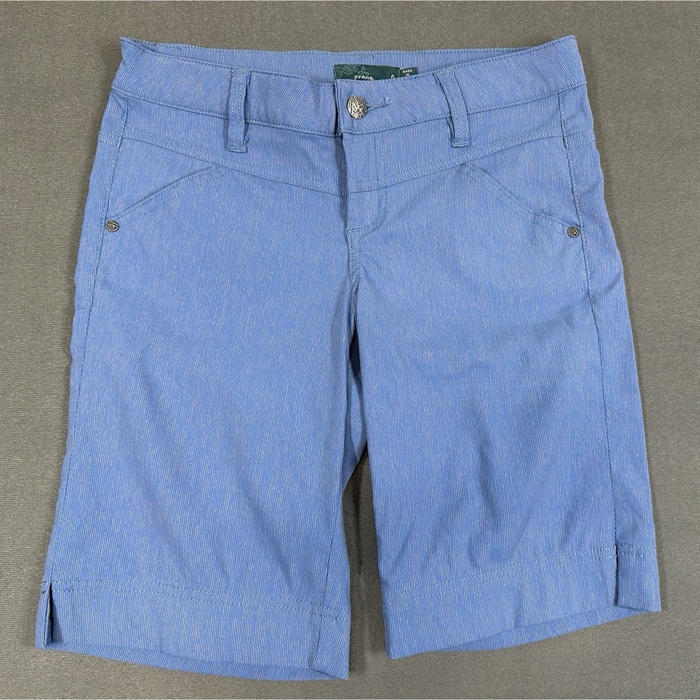 PrAna Shorts Womens Size 0 Blue Stretch Hiking Outdoor Casual Pocket Active
